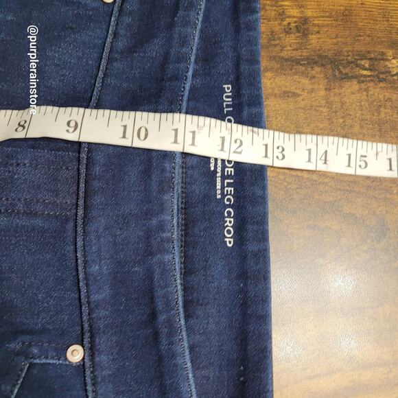 Chico's Jeans Size 6 Pull On Wide Leg Crop High Rise Dark Wash Stretch Denim - Picture 7 of 11